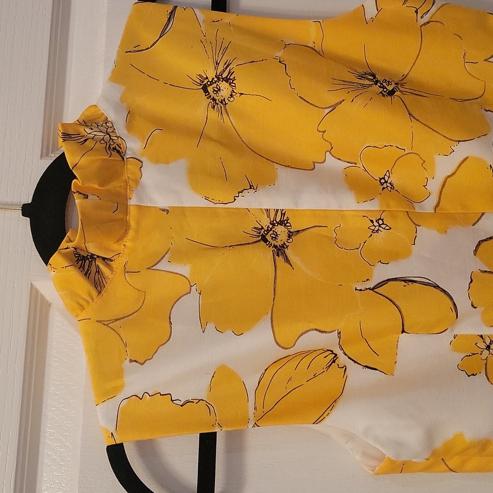 Jessica Howard Yellow and White Floral Ruffle Sheath Dress - Picture 8 of 16